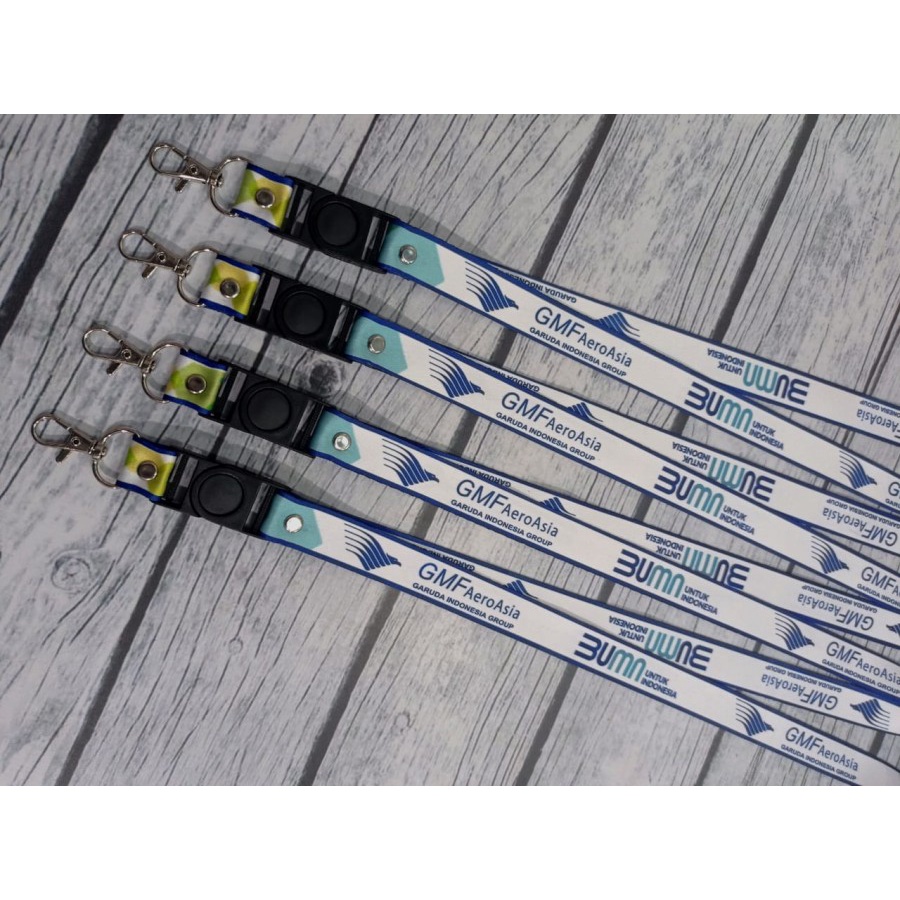 

Lanyard GARUDA INDONESIA GMF AEROASIA BUMN Custom Print Surabaya