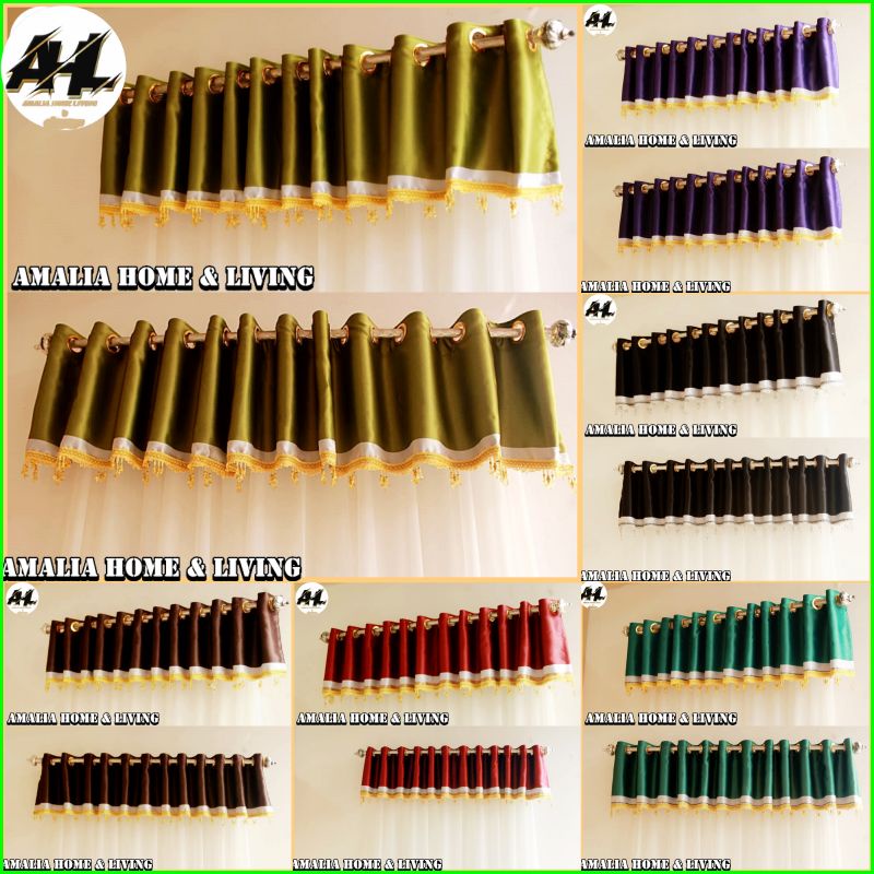 Gorden Poni Mewah Ruang Tamu Blackout Import Printing Hijau Coklat Abu Model Minimalis 1 Kaca