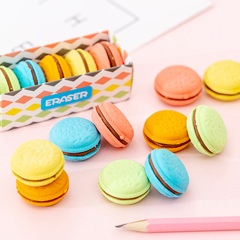 5pcs Penghapus Kreatif Bentuk Macaron / Biskuit Kartun Untuk Pelajar