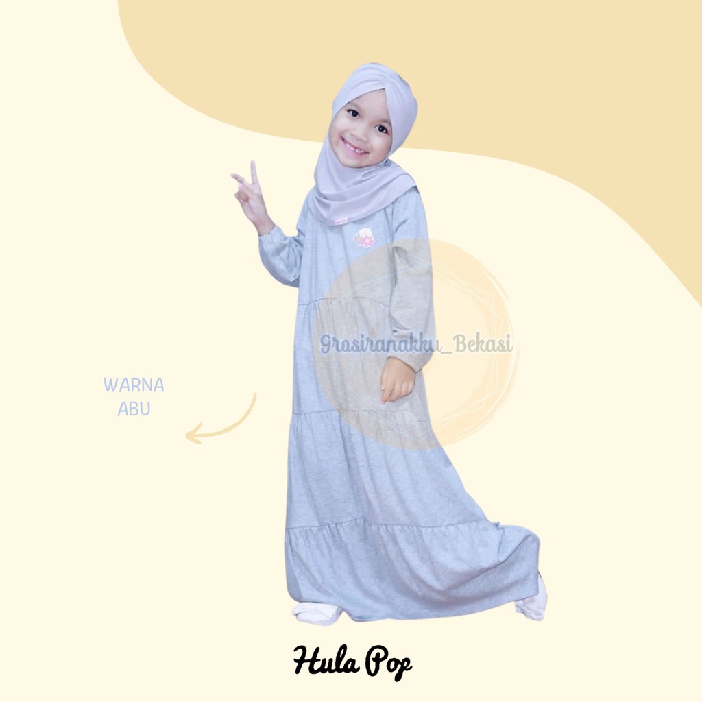 Gamis Kaos Anak Aplikasi Bordir Mix Warna Size 5-10Tahun