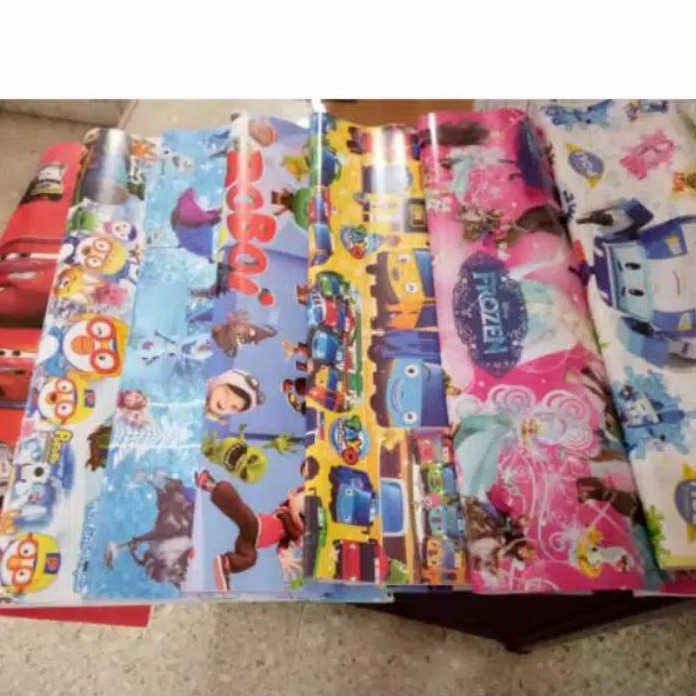 

Kertas kado berbagai macam jenis karakter Isi 5 pcs harga 6rb aja