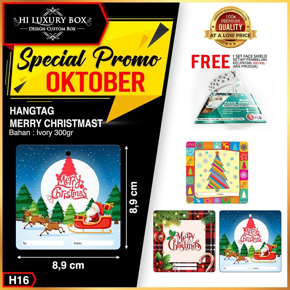

HANG TAG | LABEL BAJU | HANGTAG NATAL | IVORY | MURAH | 8.9X8.9 MERRY CHRISTMAS DISKON