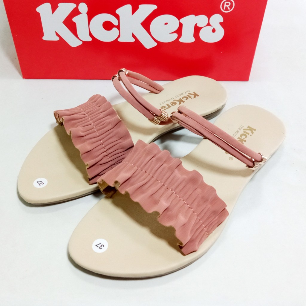 Kickers FZ 01 Sandal Wanita Slop Flat Kerut Size 37-41