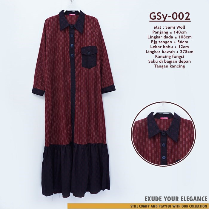 Baju Gamis Motif bahan Semiwoll Tebal atau Longdress Musmilah - GSy