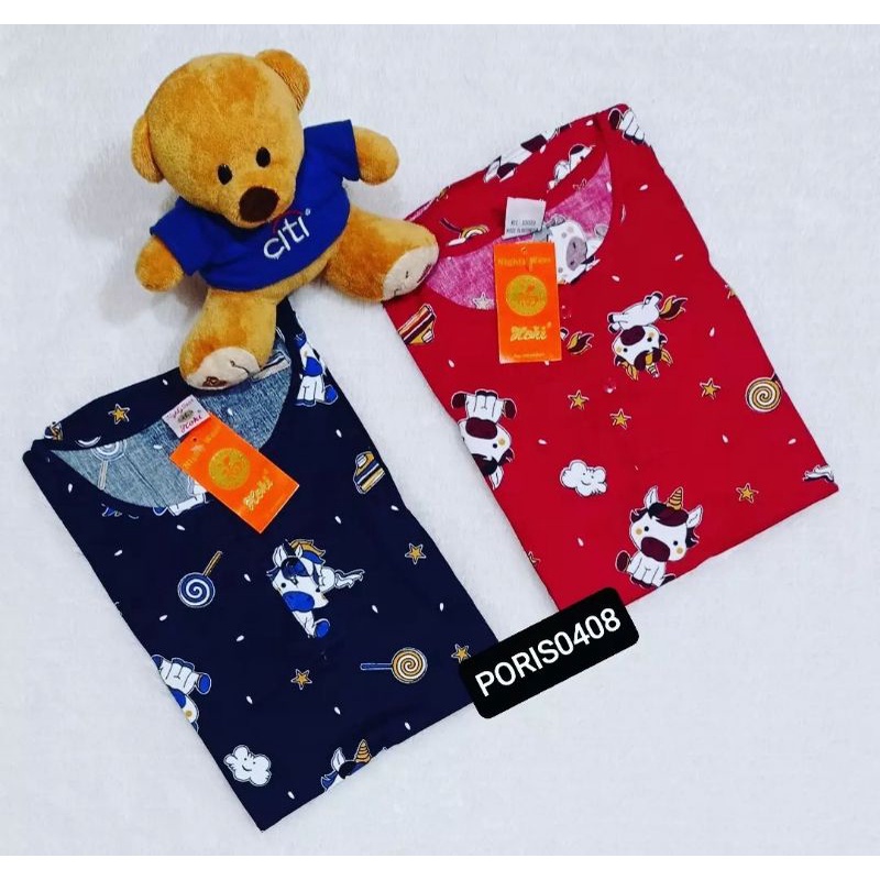 Baju Tidur Katun Wanita Celana 3/4 &quot;HOKI&quot; (unicorn)