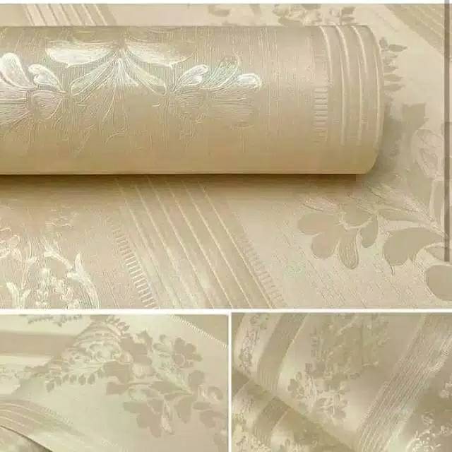 COD Wallpaper dinding Motif Embos Gold / Wallpaper Dinding Embos murah