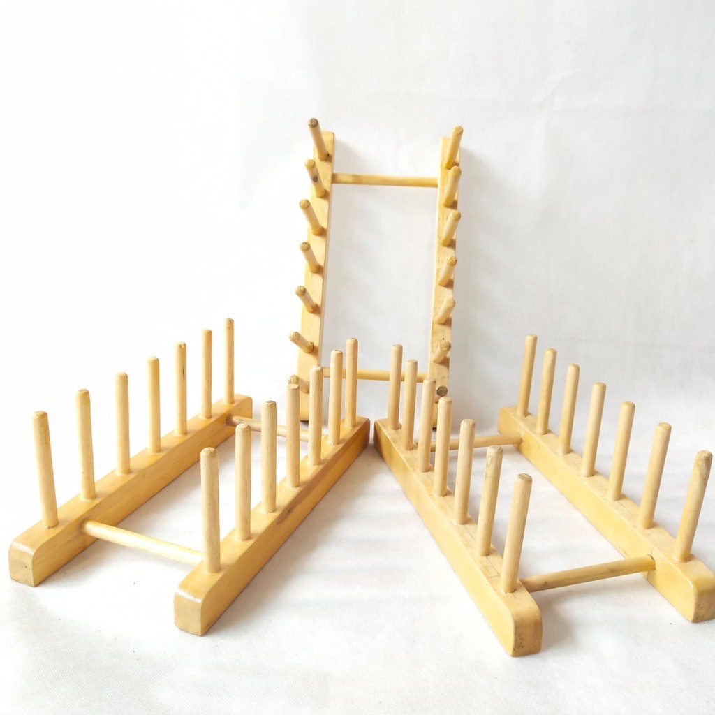 Rak Piring Kayu Dish Rack Kayu Rak Susun Piring Kayu Rak Piring Kayu Dish Rack Kayu Rak Susun Piring Kayu