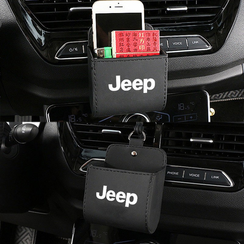 Kotak Penyimpanan Kunci / Kacamata / Handphone / Kartu Bahan Kulit Untuk Ventilasi Ac Mobil Jeep