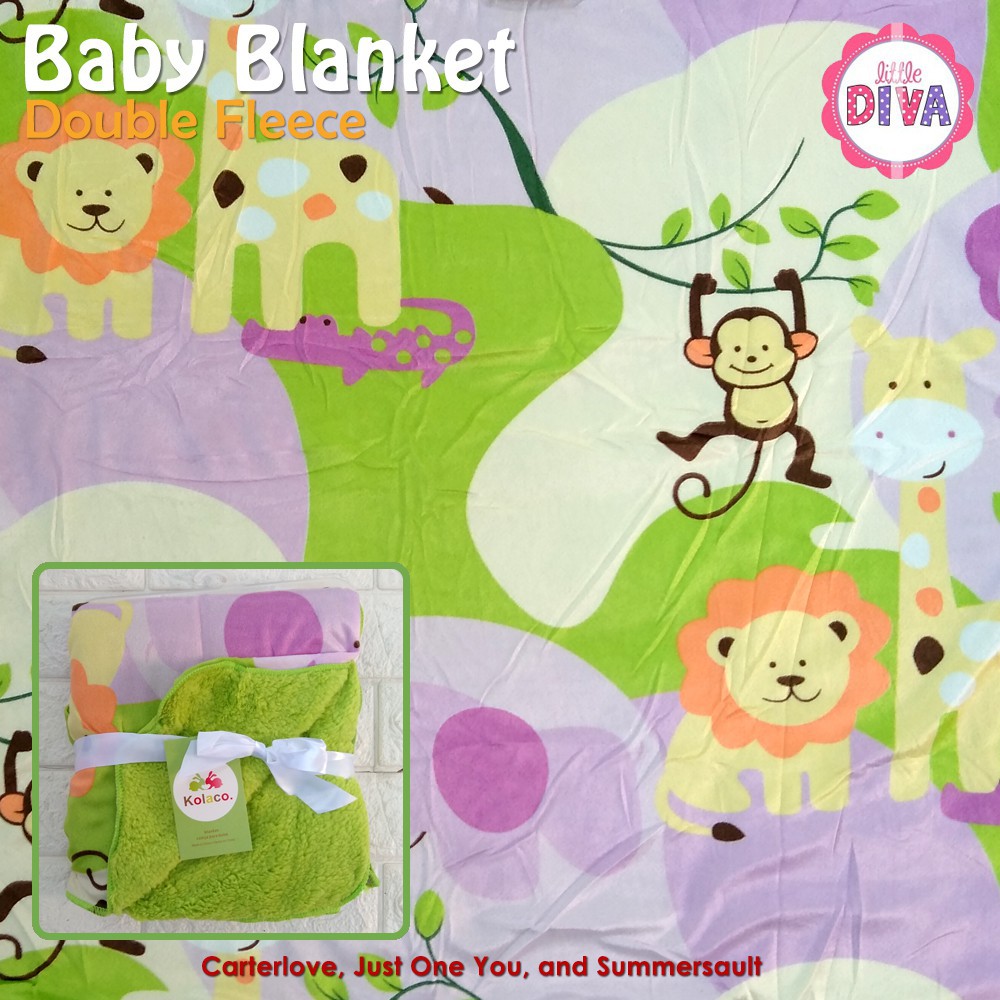 Double Fleece Baby Blanket Boy Girl Selimut Bayi Bolak Balik kado cdf