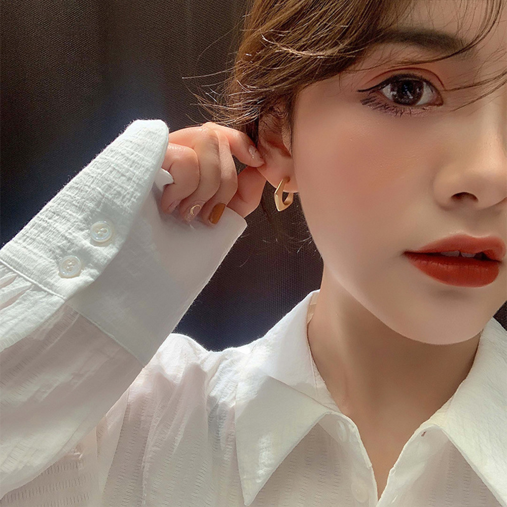 【COD Tangding】Simple Ins Korea New Fashion Open Size Earrings for Women Girl Earstuds