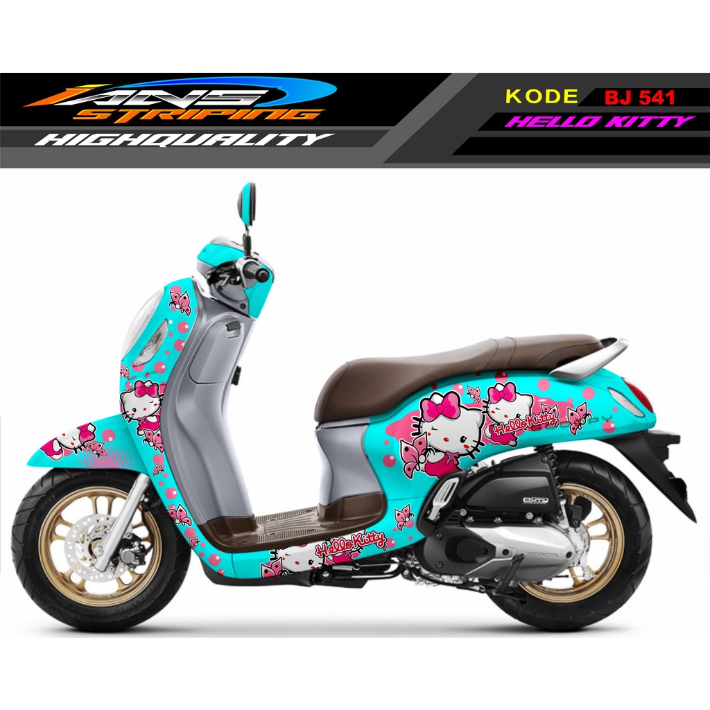 DECAL STICKER HONDA SCOOPY FULL BODY MOTOR / STICKER VARIASI SCOOPY HELLO KITTY / STICKER HELLO KITTY