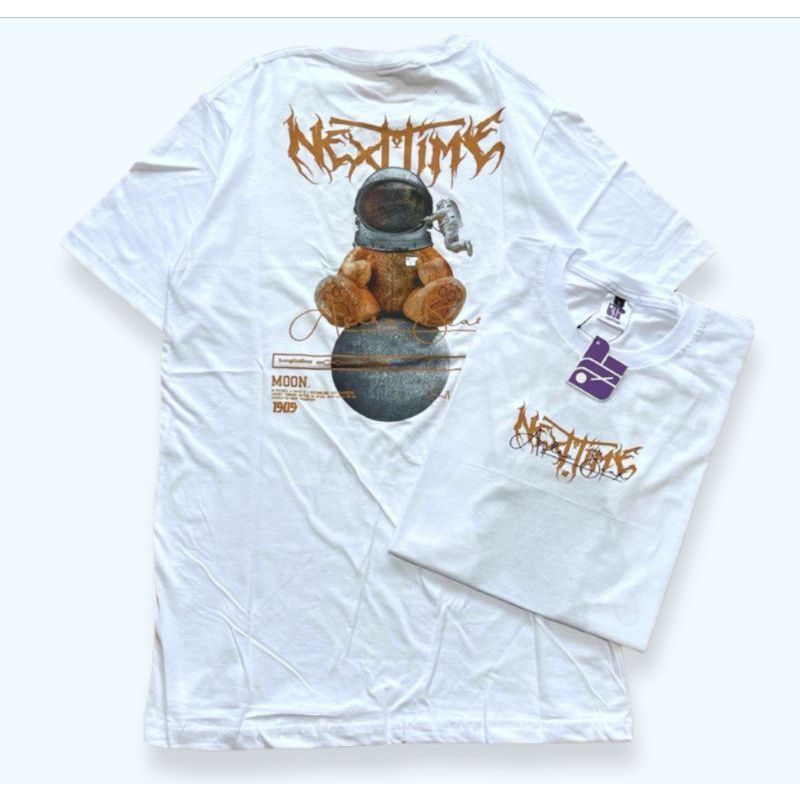 KAOSKU ORIGINAL  - TSHIRT DISTRO NEXT TIME - ASTOR BEAR PUTIH CASUAL BAJU DISTRO / KAOS PRIA TERLARI