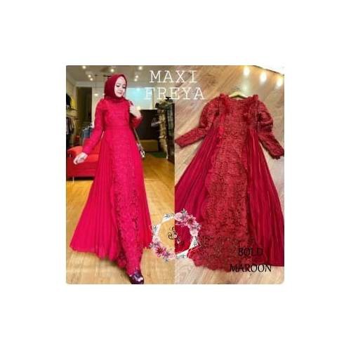 COD-BAYAR DITEMPAT Gamis brukat terbaru//Gamis wanita (MAXI FREYA) murah//grosir gamis