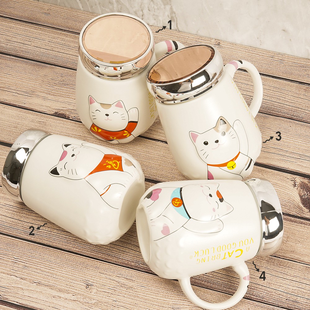 Mug Keramik Cat Kucing Hoki Jepang Best Quality Gelas Minum