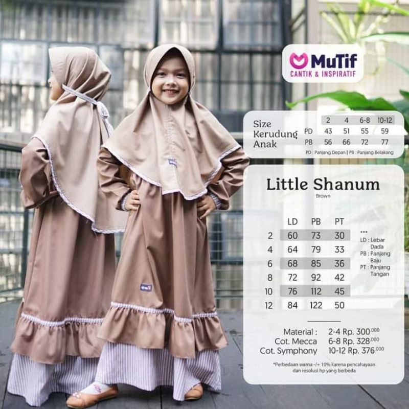 gamis anak + krudung coklat terbaru mutif little Shanum
