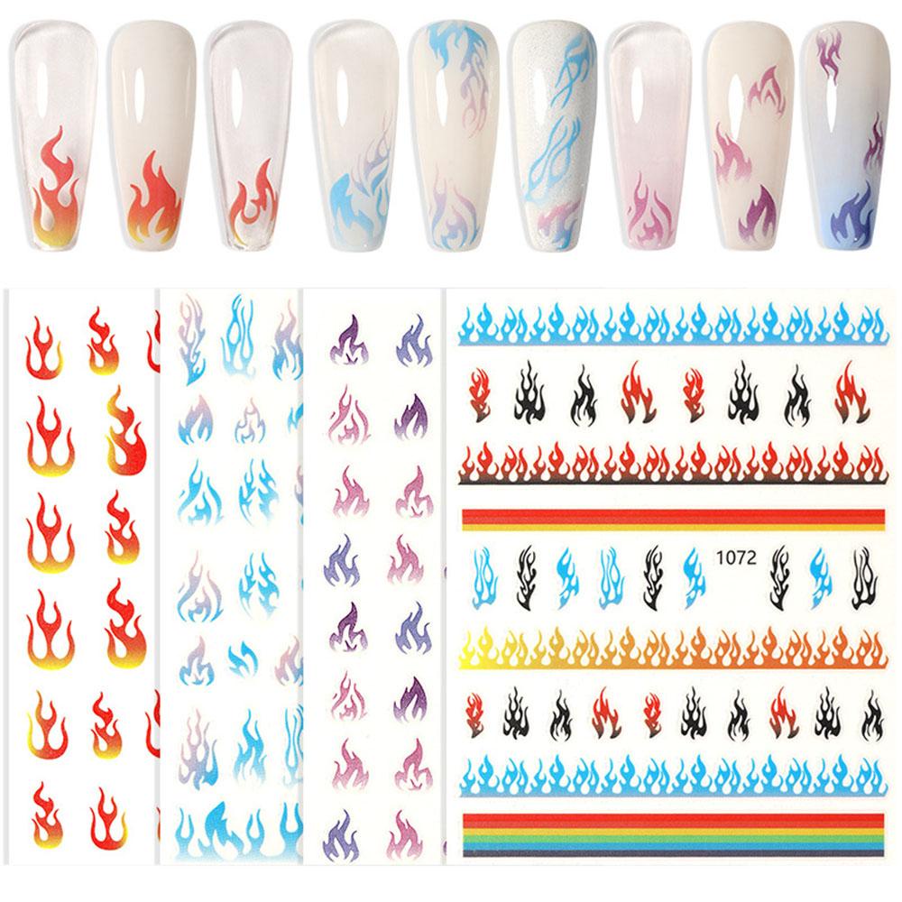 AUGUSTINA Agustina Stiker Nail Art 3D Colorful Charm Flame Stiker Motif