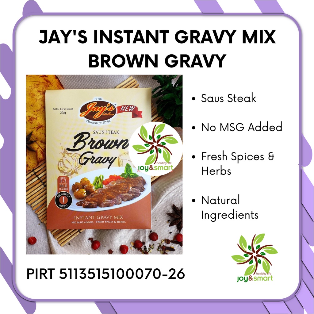 

Joy Smart Healthy Life Jay's Instant Gravy Mix Saus Steak Brown Gravy