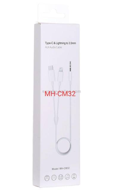 Kabel Audio MH-CM 32 Type C &amp; Lightning 3in1 Adaptor Audio 3.5mm To Type C &amp; Lightning