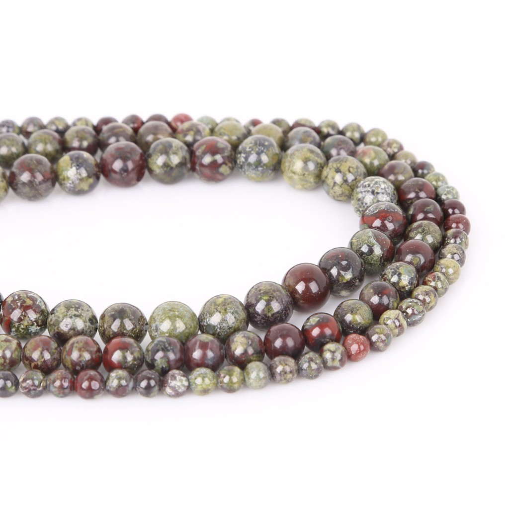 4/6/8/10/12 mm Epidote Zoisite Red Green Faceted Gem Natural Stone Beads/Grey Map Stone Beads/4/6/8 mm Natural Dragons Blood Stone Beads for DIY Bracelet Necklace Earrings Jewelry Making