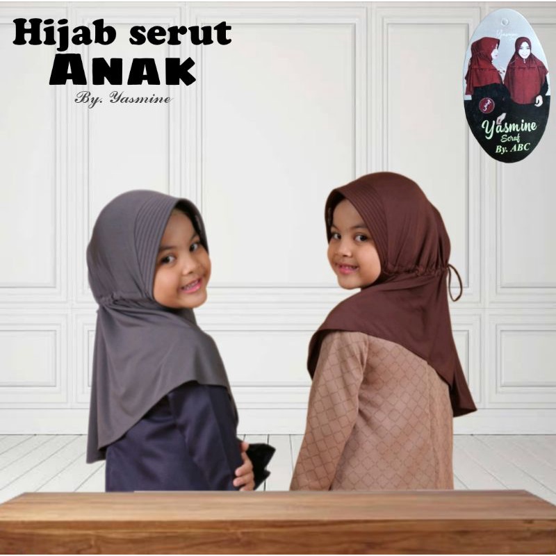 Jilbab hijab serut jersy anak / Bergo anak serut jersy Yasmine