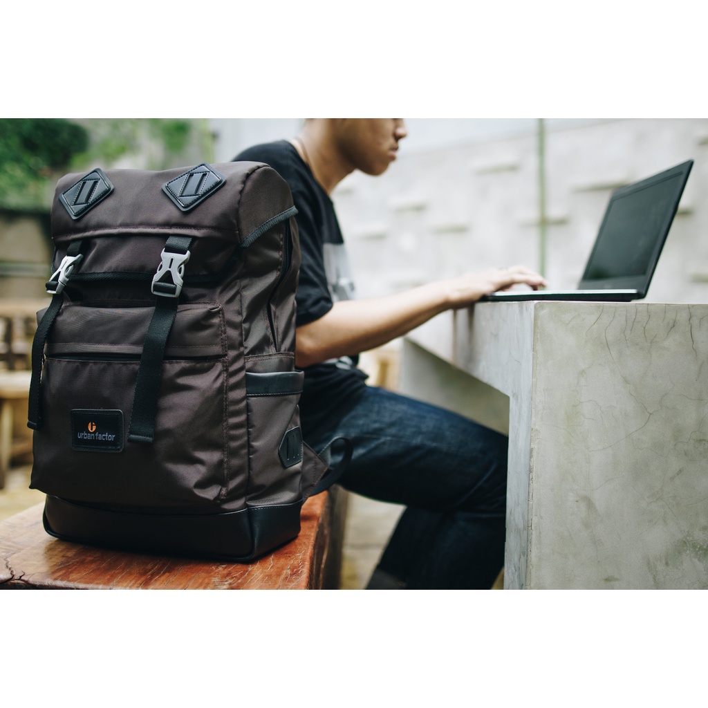 ROUTE BROWN |ManNeedMe x URBAN| Tas Ransel Pria Wanita Tas Backpack ORIGINAL