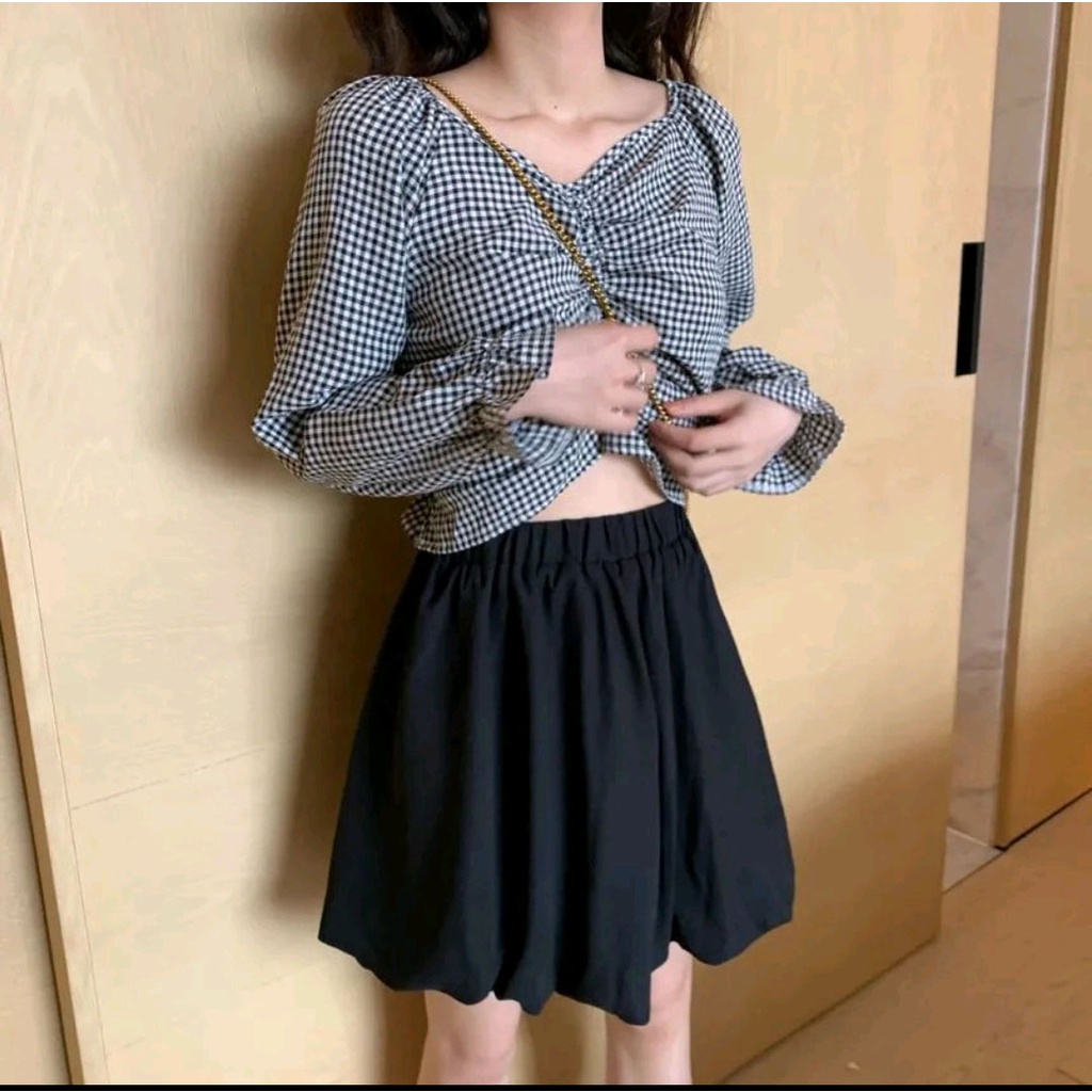 Atasan Top Blouse Tangan Panjang Korean Style 881