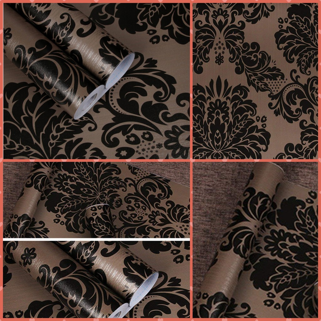  Wallpaper  Stiker Dinding  Motif  Batik  coklat hitam Size 