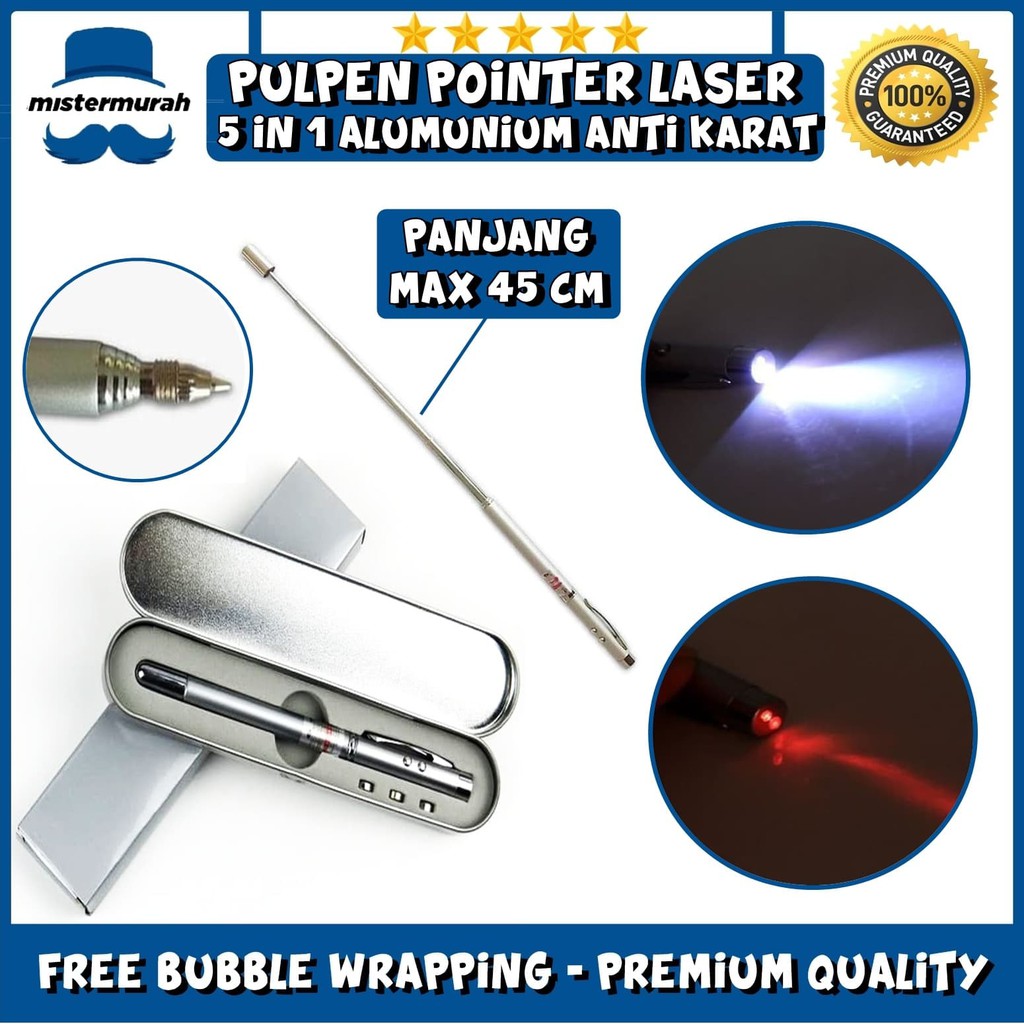 

Pulpen Laser Pena Bolpoin LED Aluminium Pointer - 5 IN 1 Pen Ballpoint