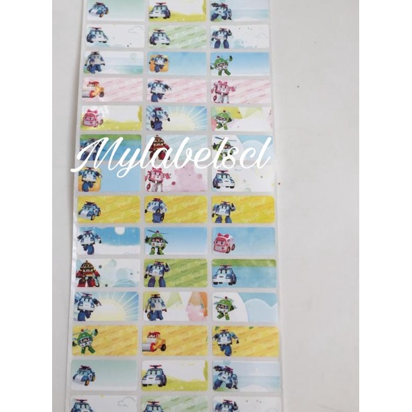 

➥ Label Nama Stiker Waterproof Sticker anti air Mobil Robocar Poli Robo - S ℮