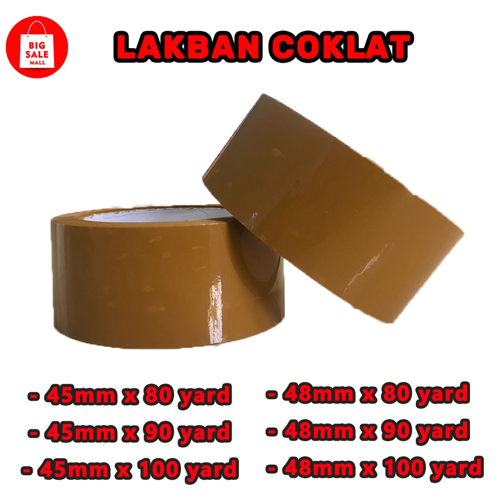 Lakban bening &amp; coklat, lakban packing 45mm.48mm 80 yard,90 yard,100 yard full meter.