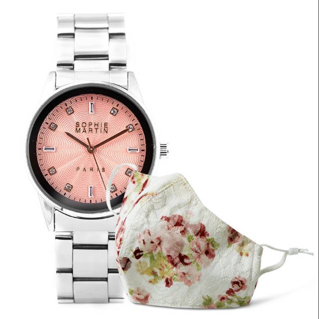 JAM TANGAN WANITA MERAH MUDA BESI BRITNEY LAL987S3 ORIGINAL SOPHIE PARIS