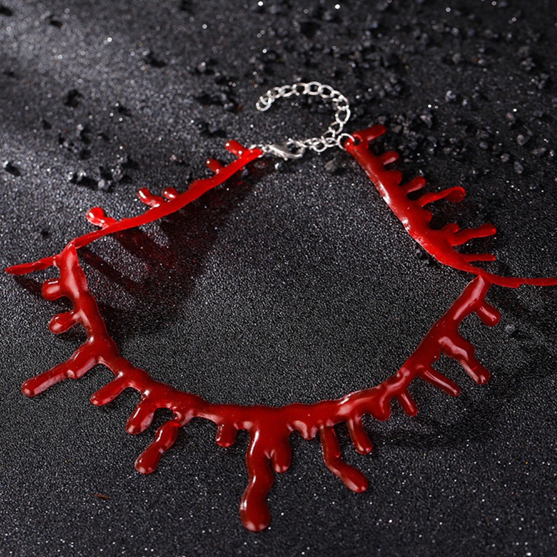 Kalung Choker Rantai Tulang Selangka Darah Untuk Halloween