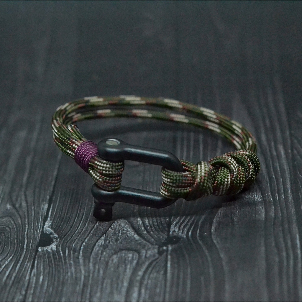 Gelang Pria Bahan Stainless Steel Titanium Steel Tali Paracord Nautical Shackle Adjustable