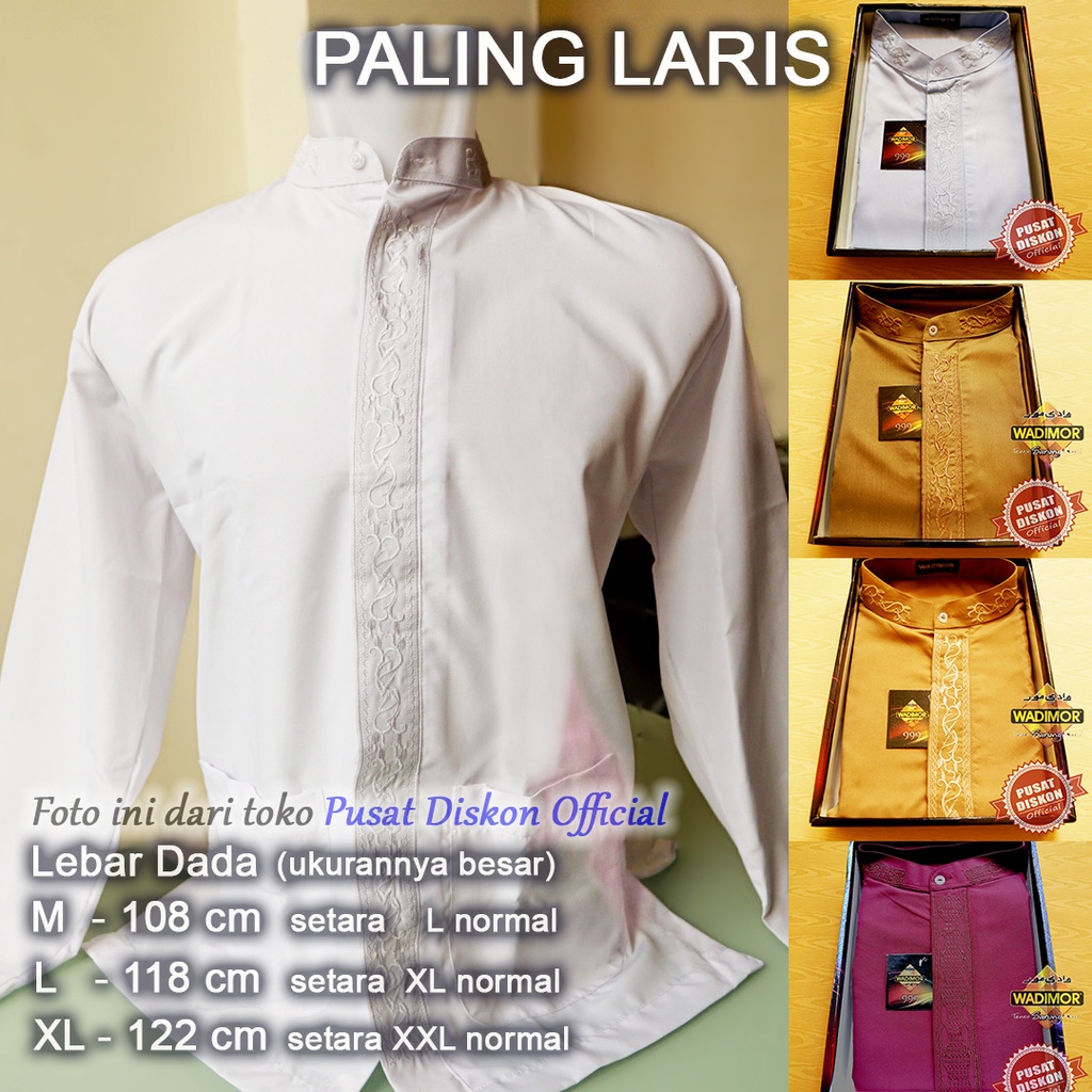 BAJU MUSLIM Wadimor Putih Muslim Baju Taqwa Putih Wadimor dewasa Lengan Panjang Baju taqwa Wadimor W