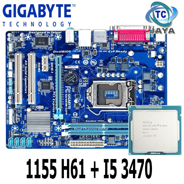 MOTHERBOARD LGA 1155 H61 GIGABYTE + PROCESSOR CORE I5 3470