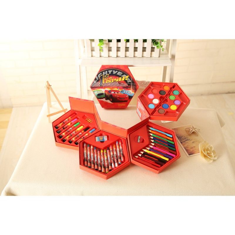 CRAYON SET 46 IN 1 SEGI ENAM 4 SUSUN KARAKTER KARTUN