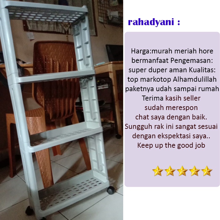 Rak Lemari Sudut Rak Bumbu Dapur Dorong Roda Susun 3 atau 4 Kitchen Storage Rack Putih dan Gray