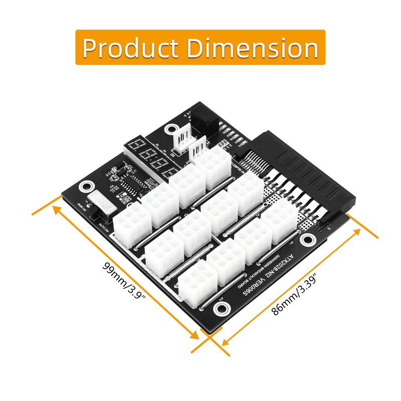 Btsg Papan Breakout Tambang 12port 6Pin Konektor LED Display Modul Daya 12V Untuk PSU 500W 800W 1400W 1600W Untuk GPU