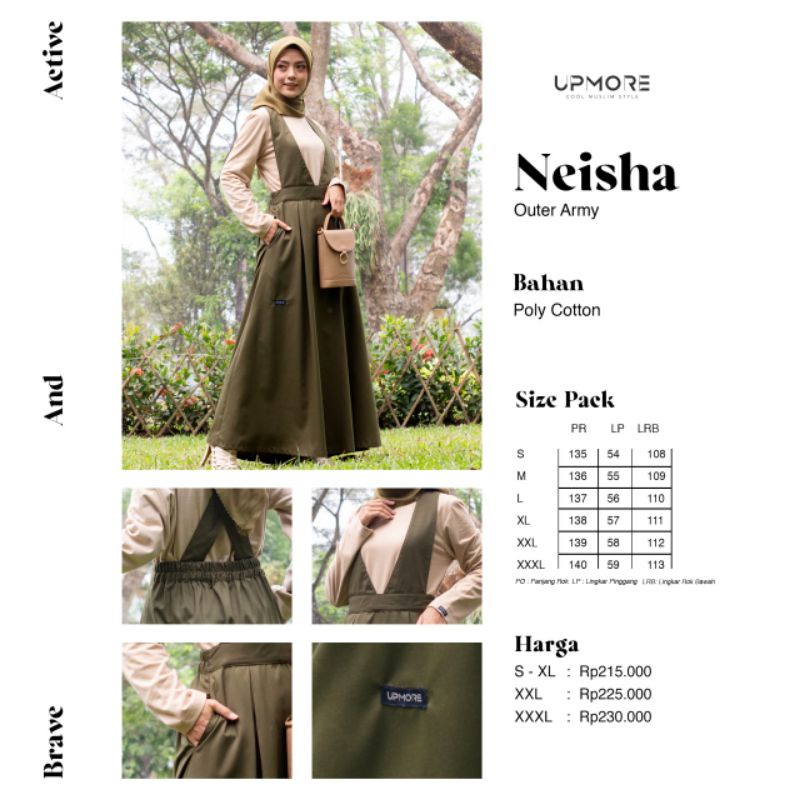 UPMORE NEISHA SET NEISHA OUTER ARMY NEISHA INNER KREM KHAKY CREAM KHAKI