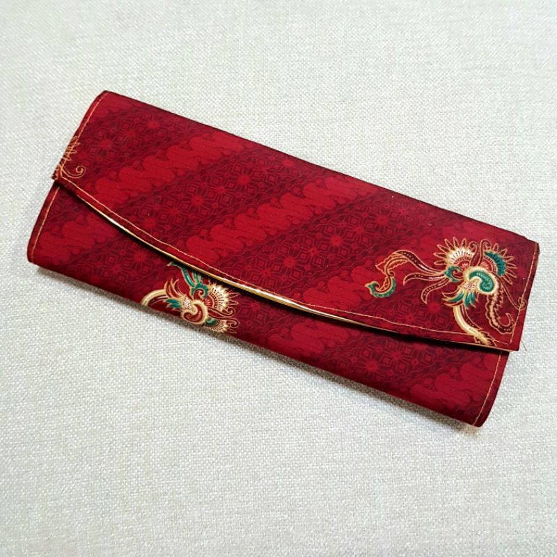 PRELOVED Clutch Batik Tas Tangan Wanita Pesta Red Gold