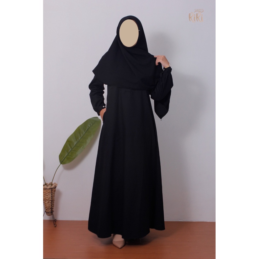 NEW COLLECTION Gamis Hitam Polos RiRi / Gamis Syar'i Akhwat Riri / Dress Muslimah Riri Model Sarah