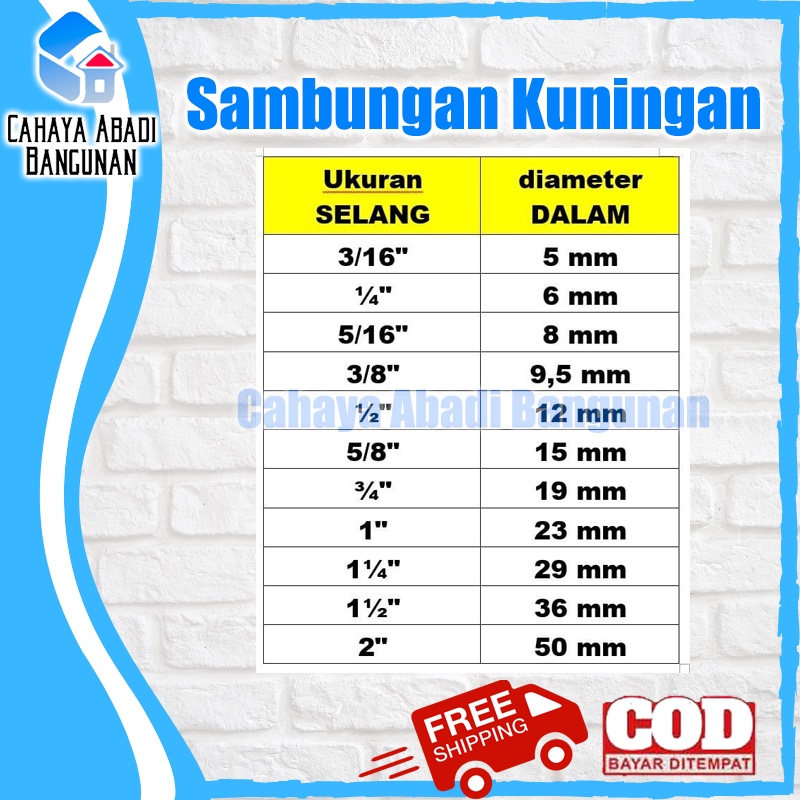 Double Nepel Kuningan 3/8&quot; x 1/4&quot; Dobel Nepel