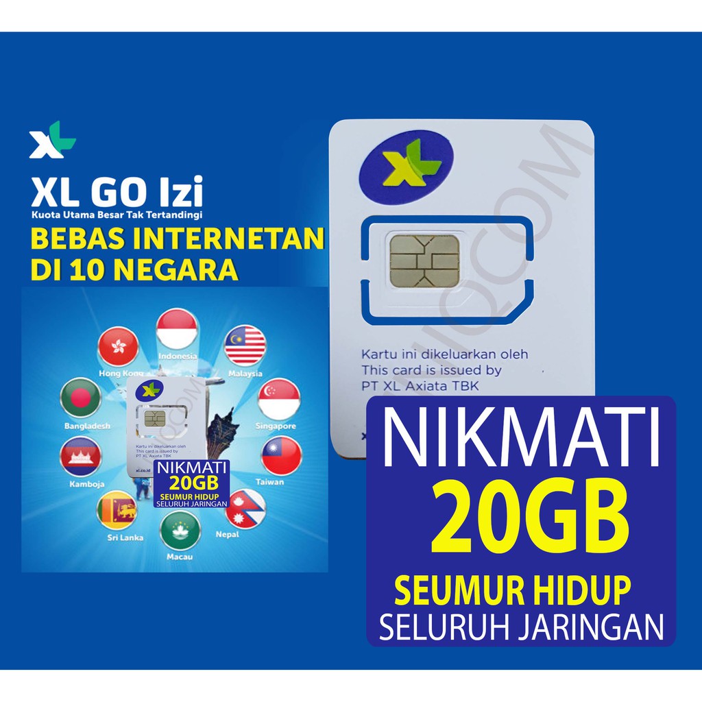 Kartu Perdana XL GO IZI 20GB 3G 4G MV003 E5573 E5577 HKM001 | Shopee