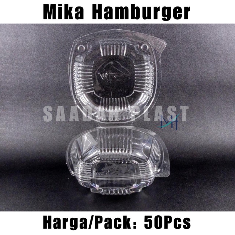 (ISI 50) Mika Burger Hamburger / Mika Roti Foodgrade / Mika Bolu Plastik Bening