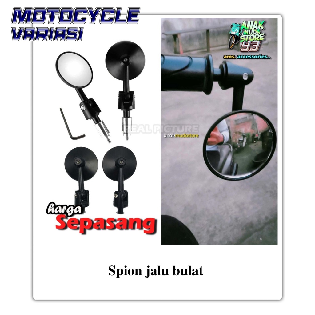 Spion jalu bulat spion bar end bulat nmax aerox vespa beat universal