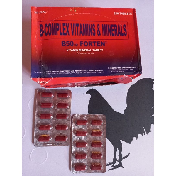 B50/² Forten ,B-Complex vitamins & Minerals untuk ayam aduan / per pepel