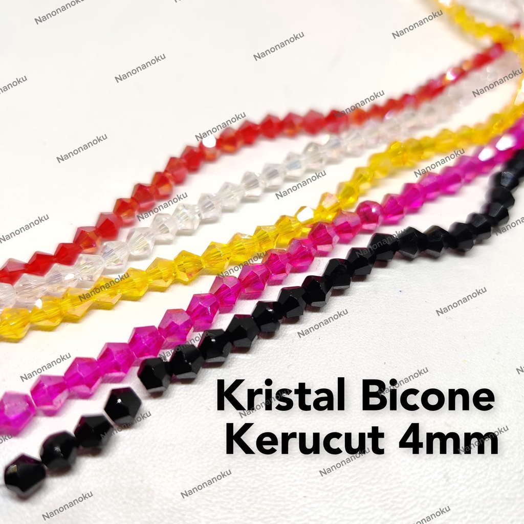 [10 Untai] Kristal Ceko Kerucut 4 mm Bicone/Lancip