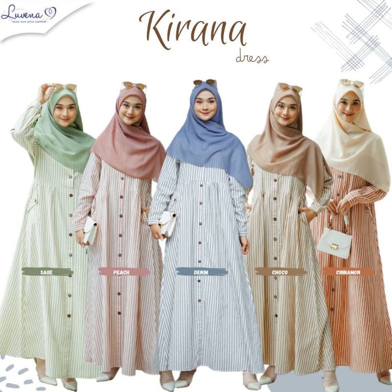 Gamis Kirana Ori By Luvena// Gamis Katun Premium// Gamis Busui Motif Salur