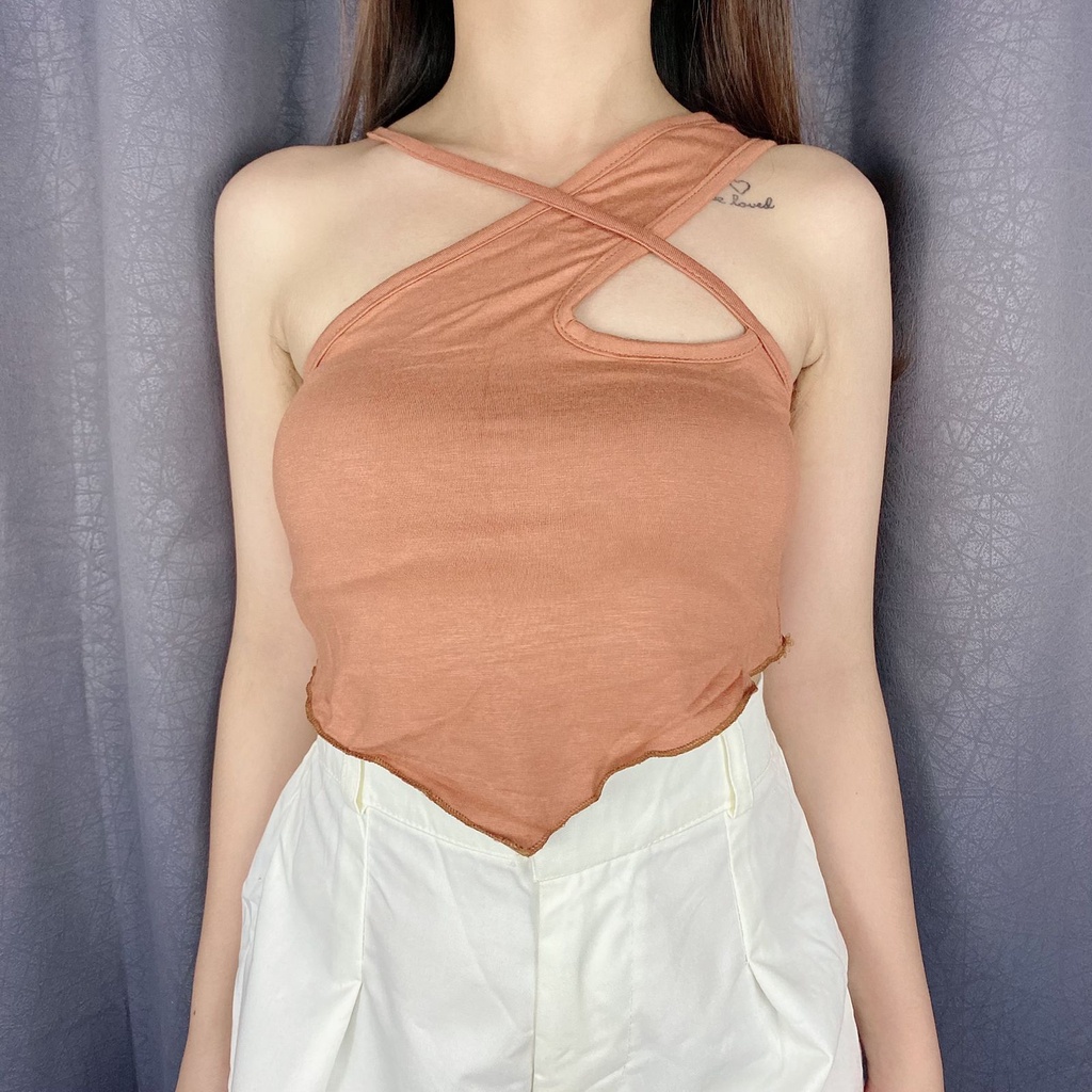 Vimel Collection - Tanktop Halter Cross Neck Neci / Tanktop Wanita / Tanktop Cross / Tanktop Korean Style