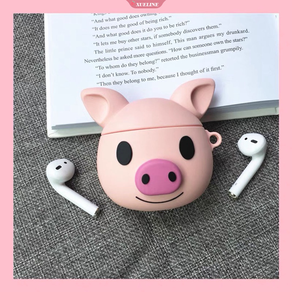 Casing soft case Silikon Motif Kartun Babi Untuk AirPods 1 / 2